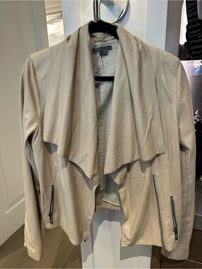 Vince Light Beige Draped Leather Jacket